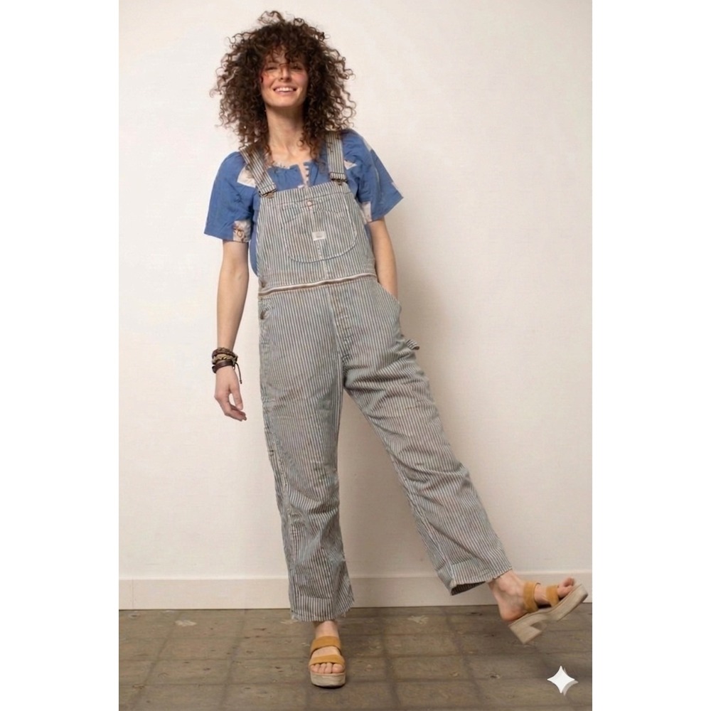 Vintage 70s Big Mac Hickory Stripe Overalls Chore‎ Workwear Union M Made